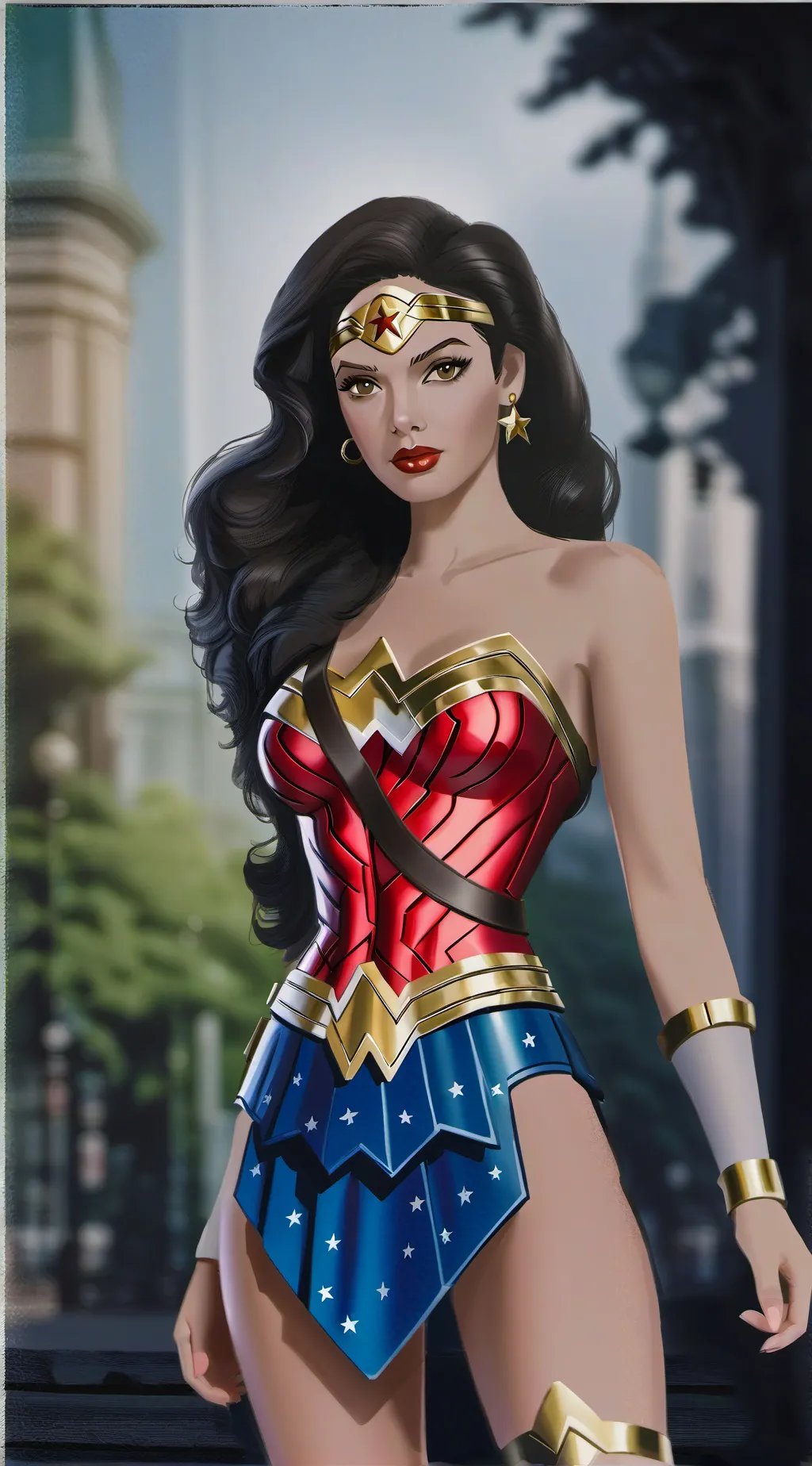 ai character: wonder woman  background