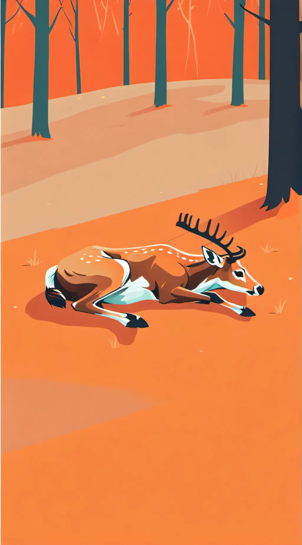 ai character: injured deer (Ink) background