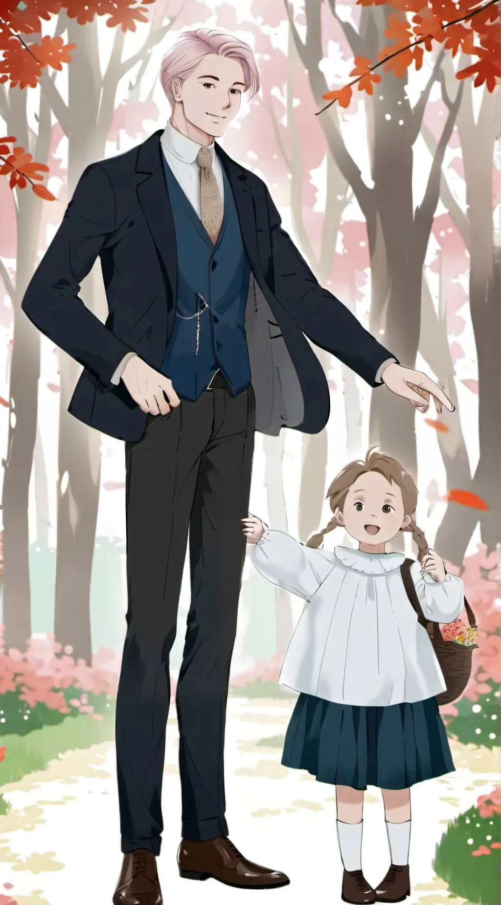 ai character: Kid and dad  background