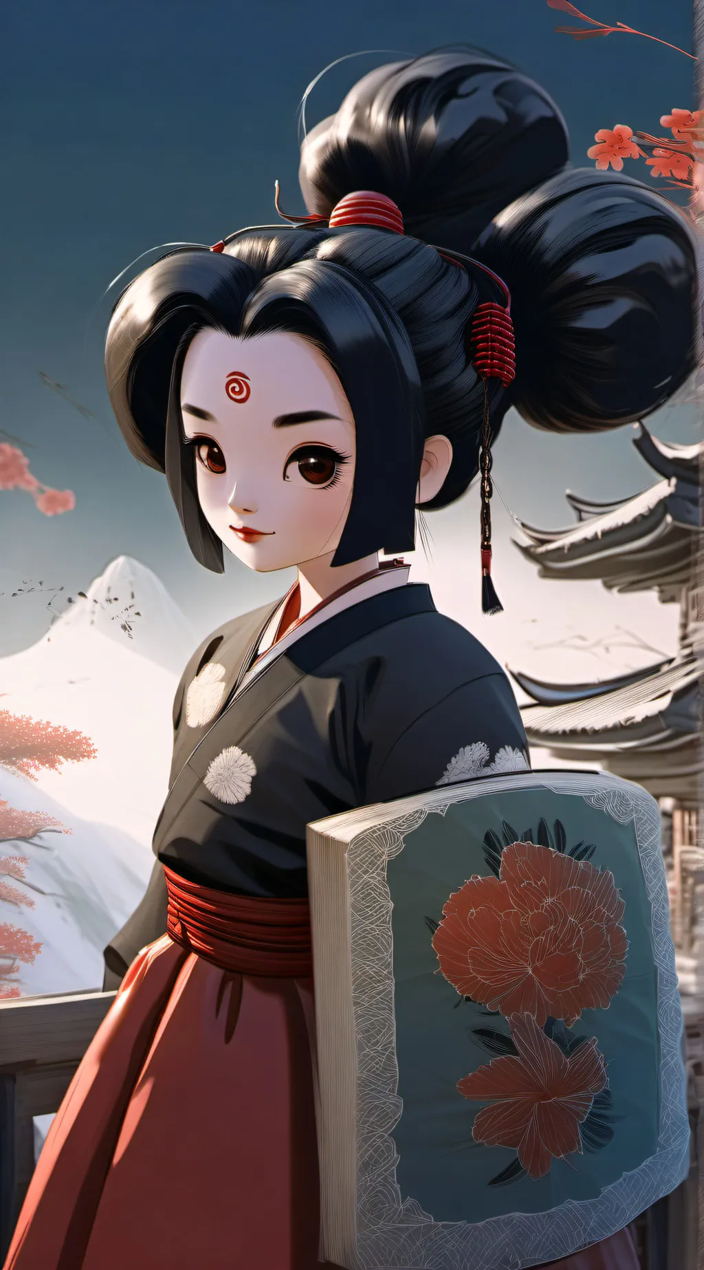 ai character: pucca and garu  background