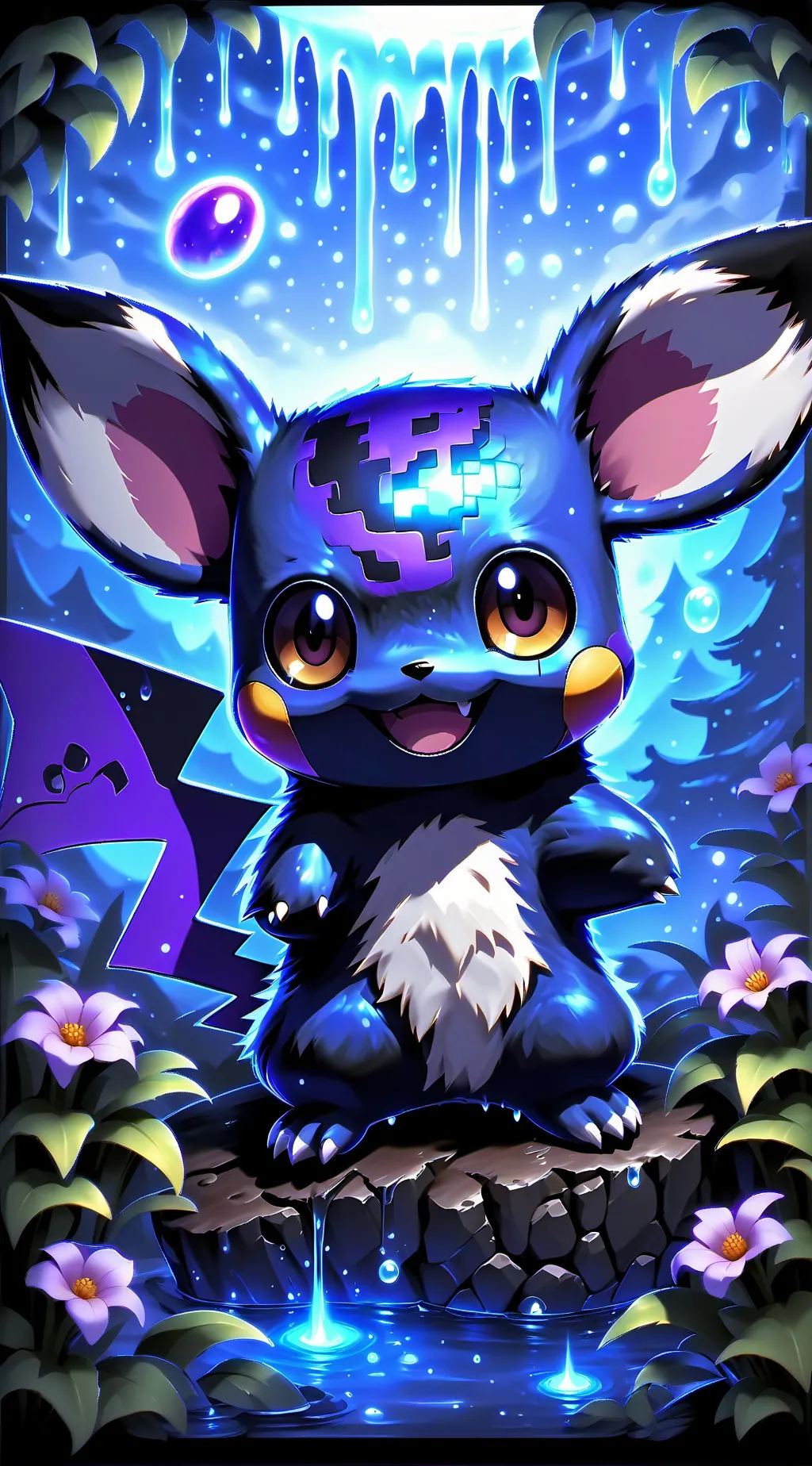 ai character: shiny pikachu  background