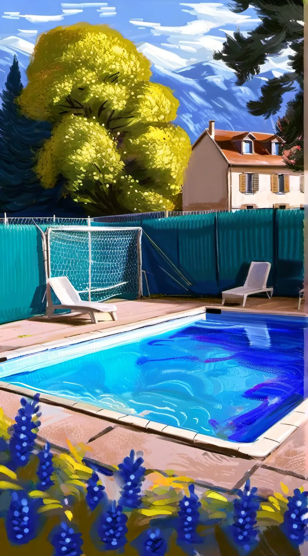 ai character: Swimming pool bl background