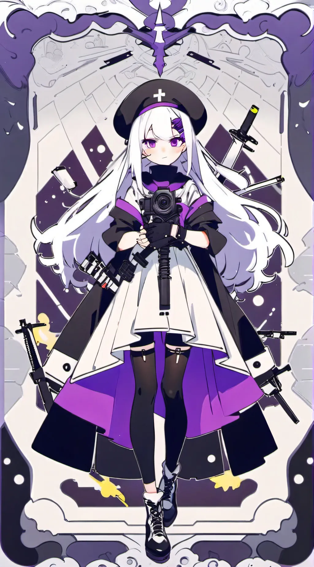 ai character: Uzi(purple yellow) background