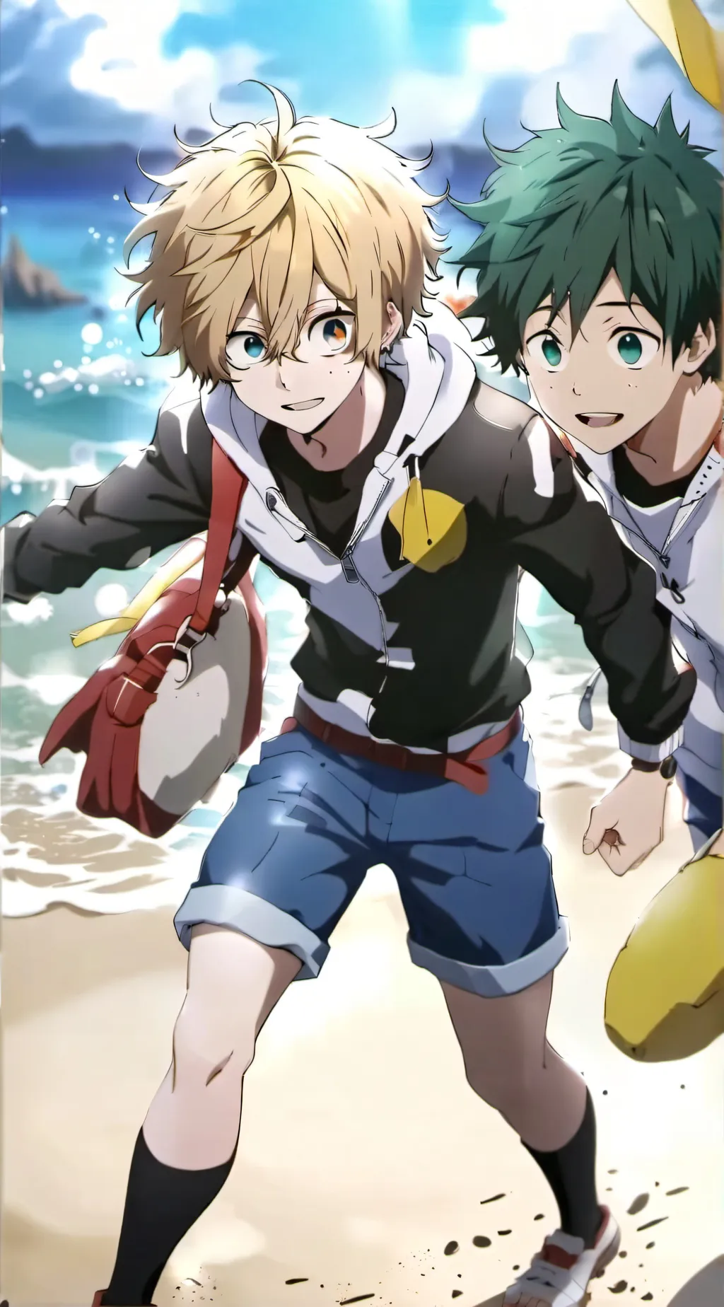 ai character: Mha on the beach background
