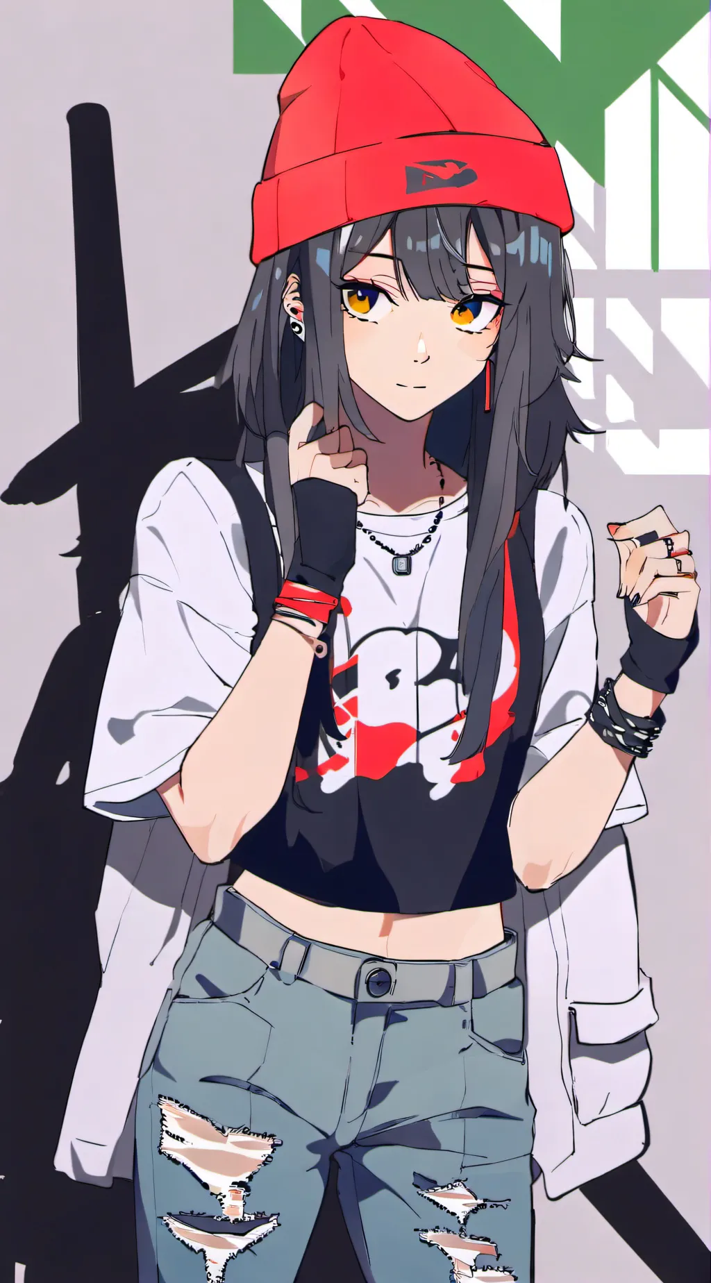 ai character: Red  background