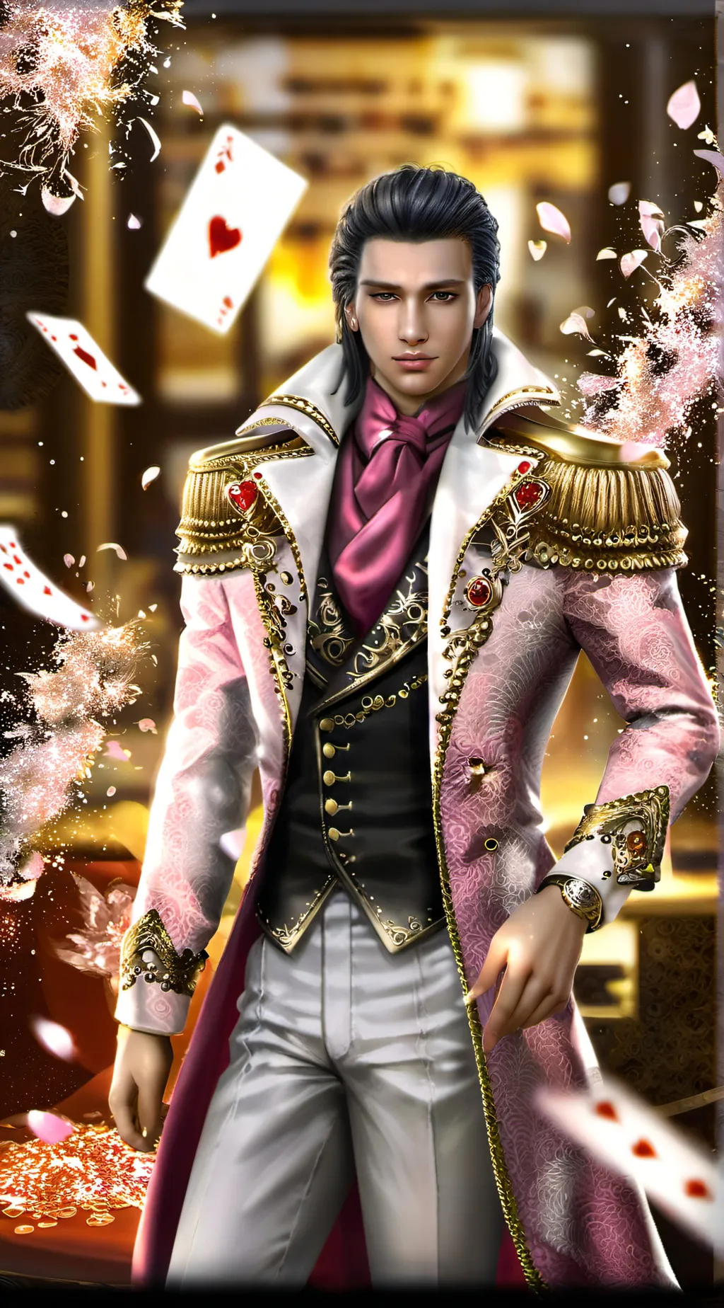 ai character: ageless king pink  background