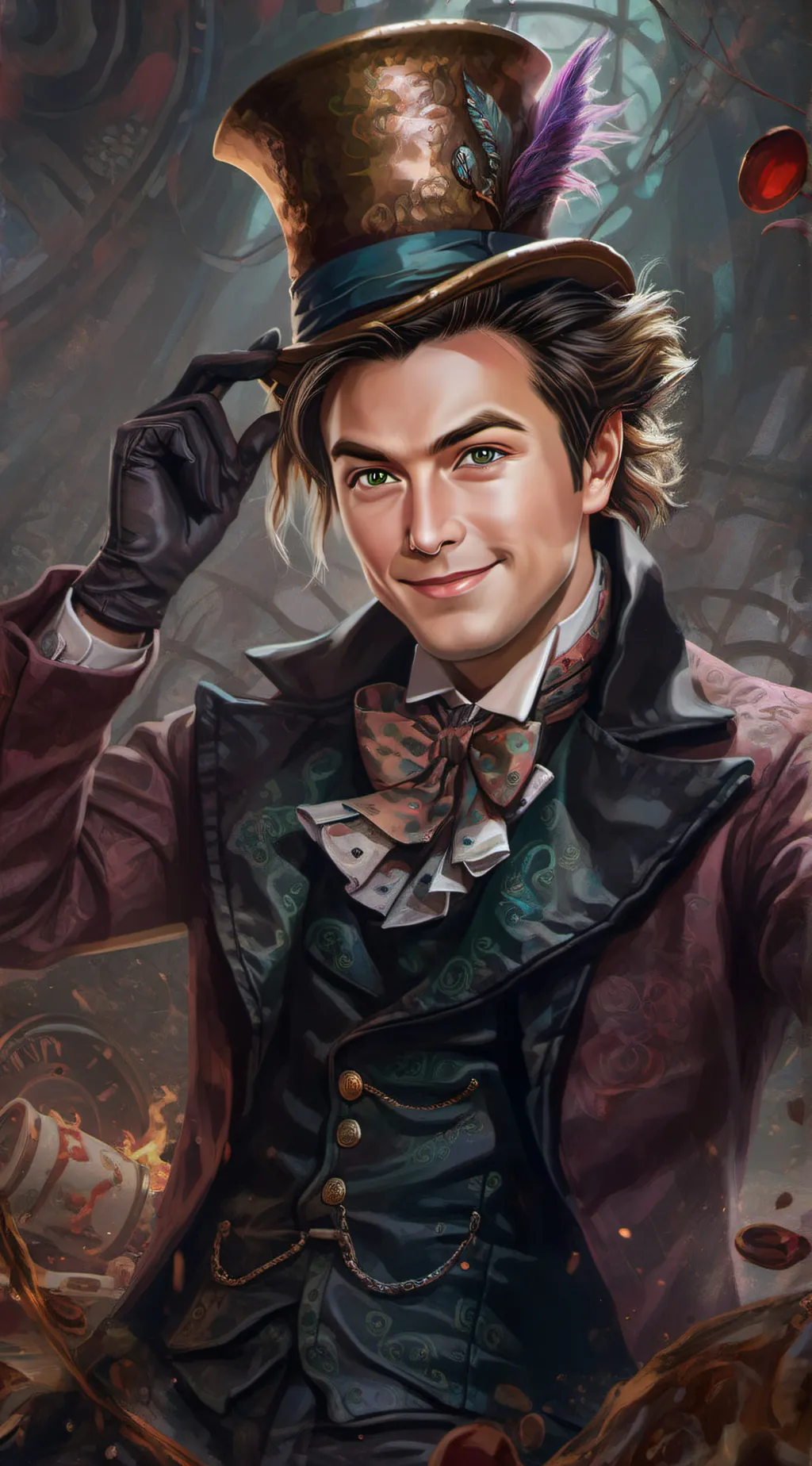 ai character: david mad hatter  background