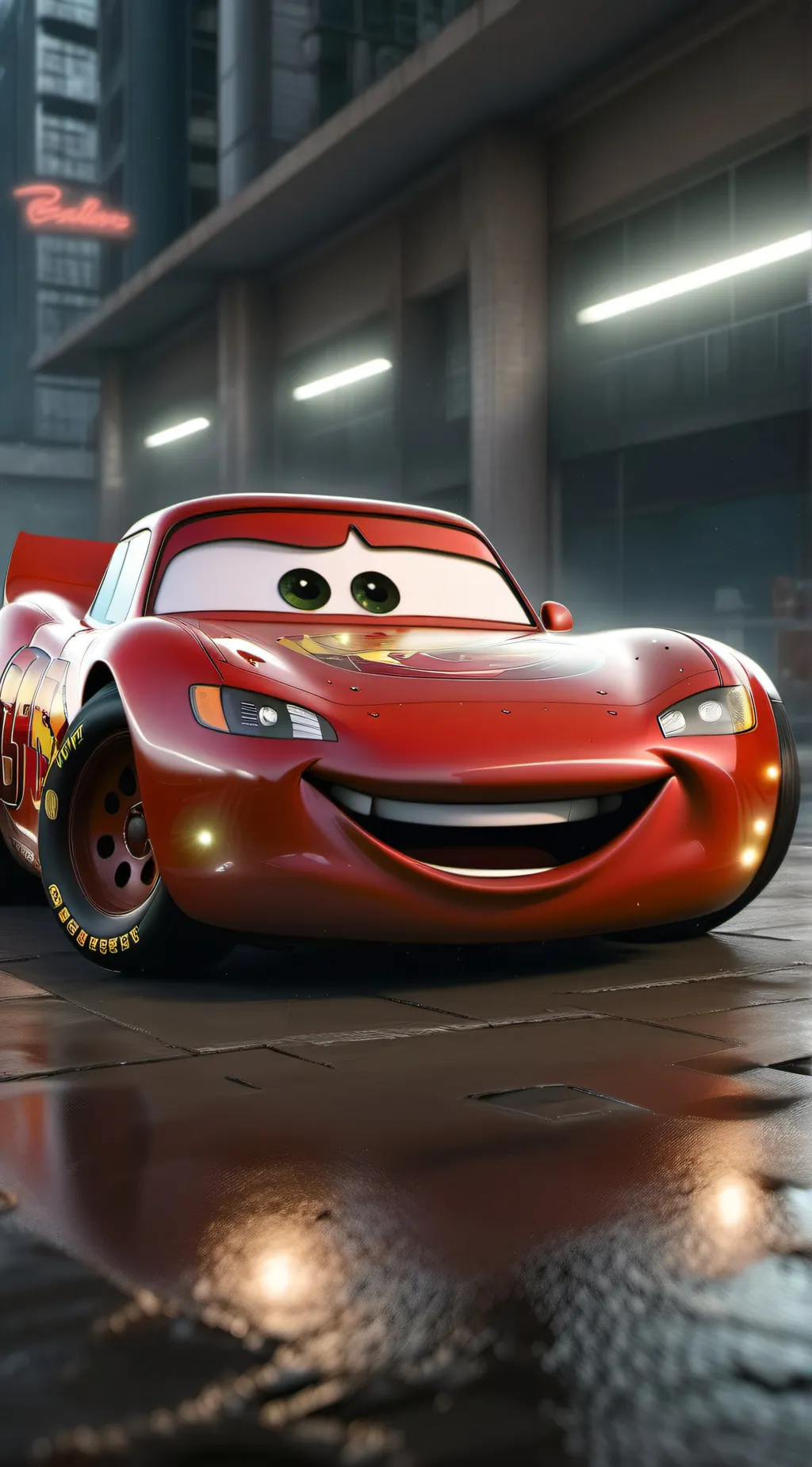 ai character: Lightning mcqueen background