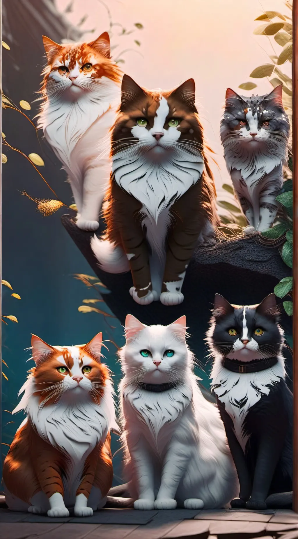 ai character: cat family  background