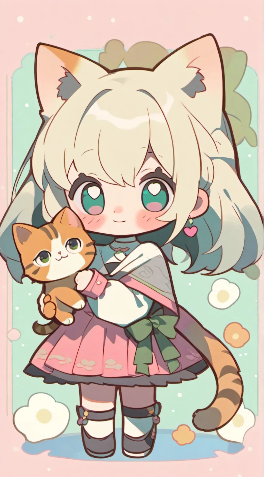 ai character: Cute cat,cat girls background