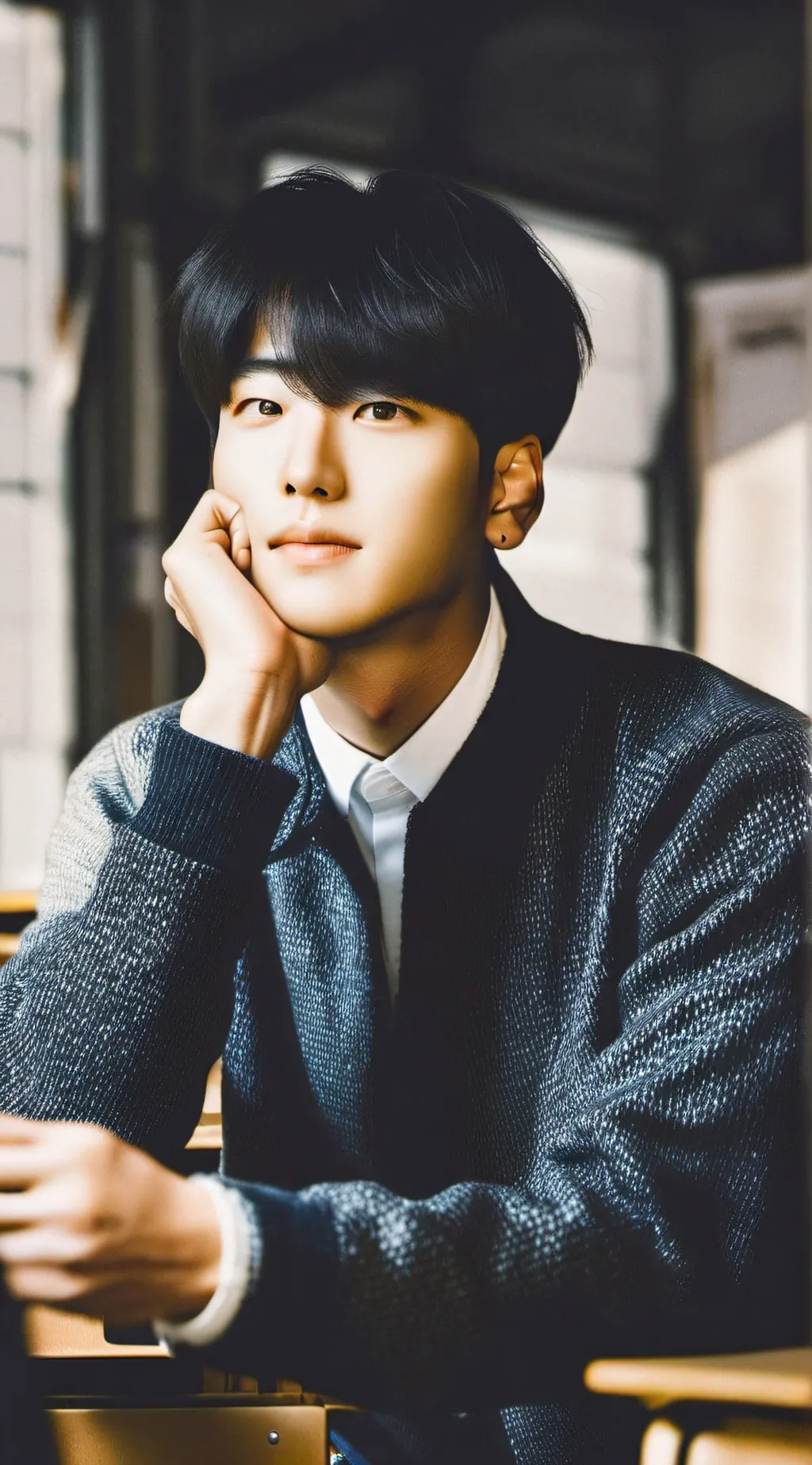 ai character: Kpop school background