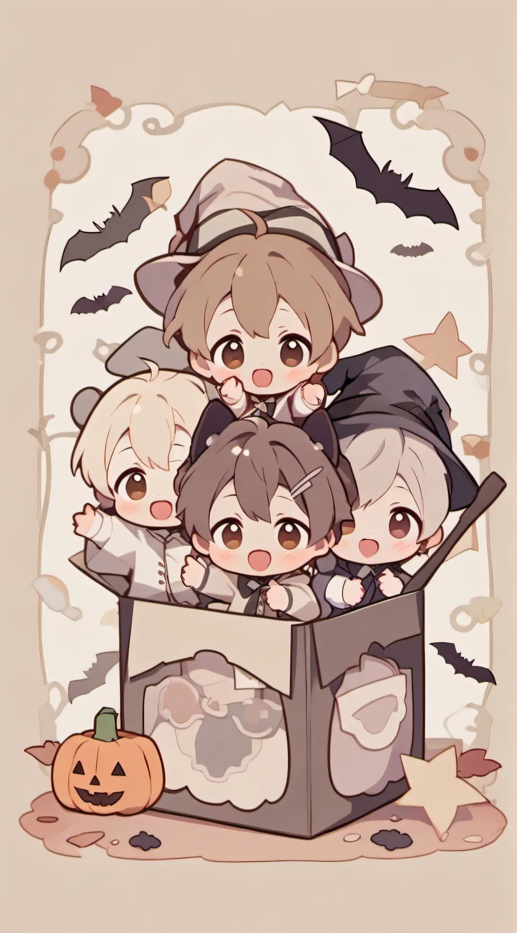 ai character: Halloween babies background