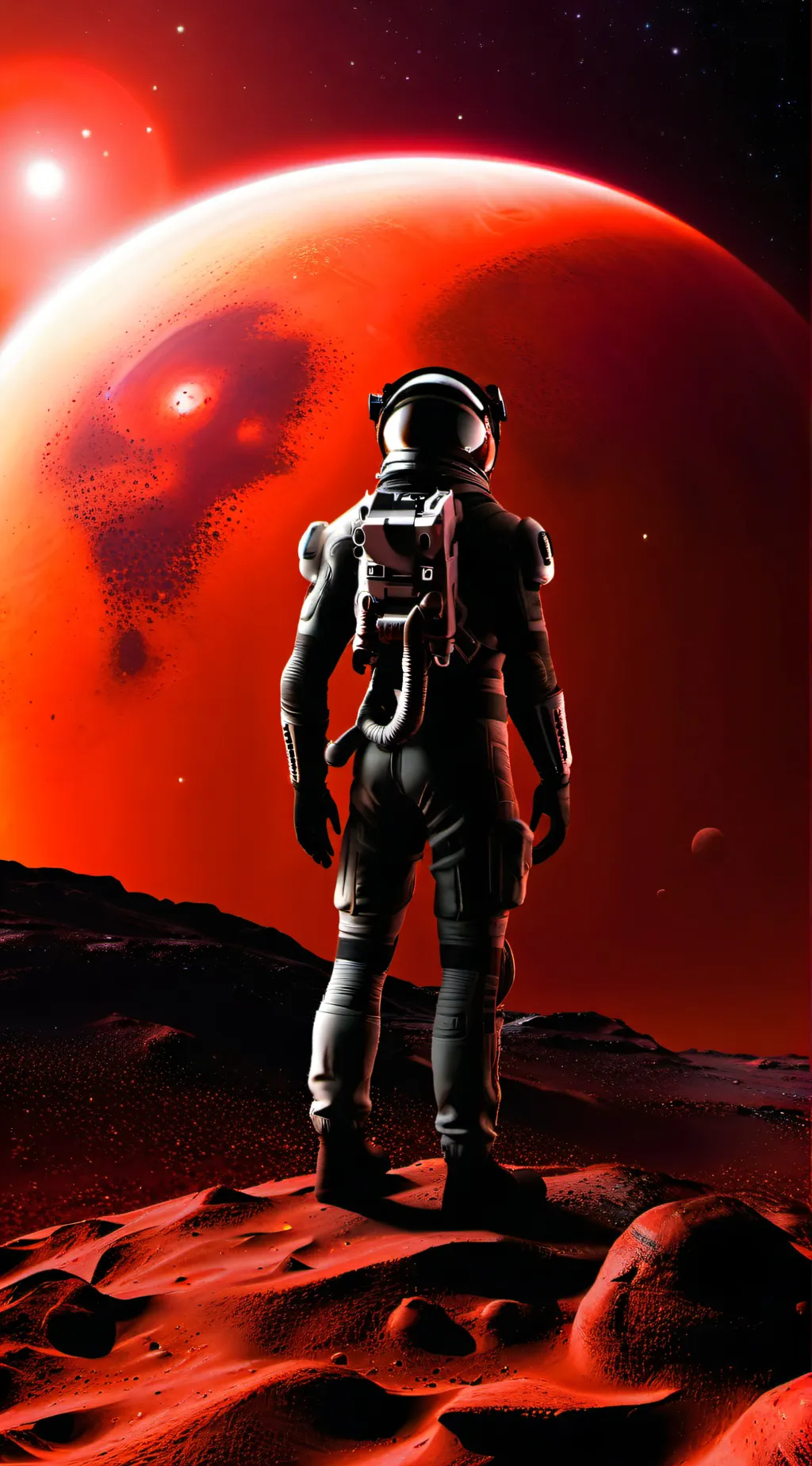 ai character: Mars the planet background