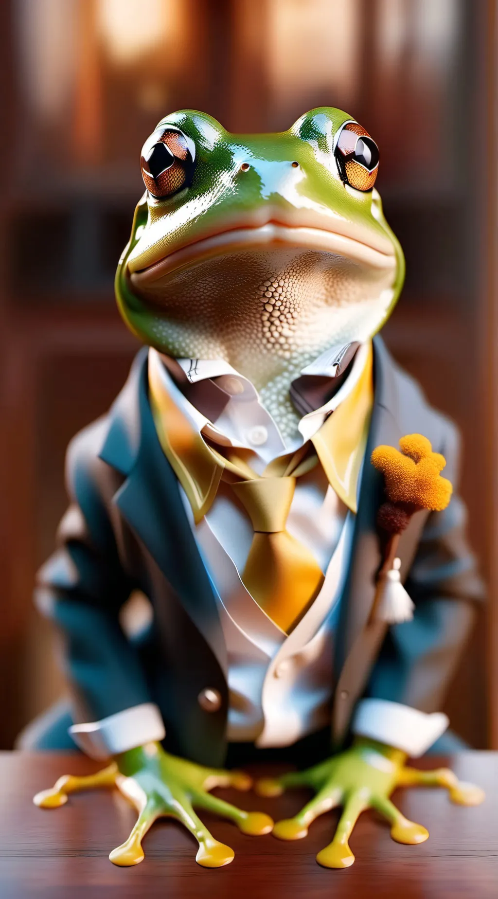 ai character: Kermit the frog  background