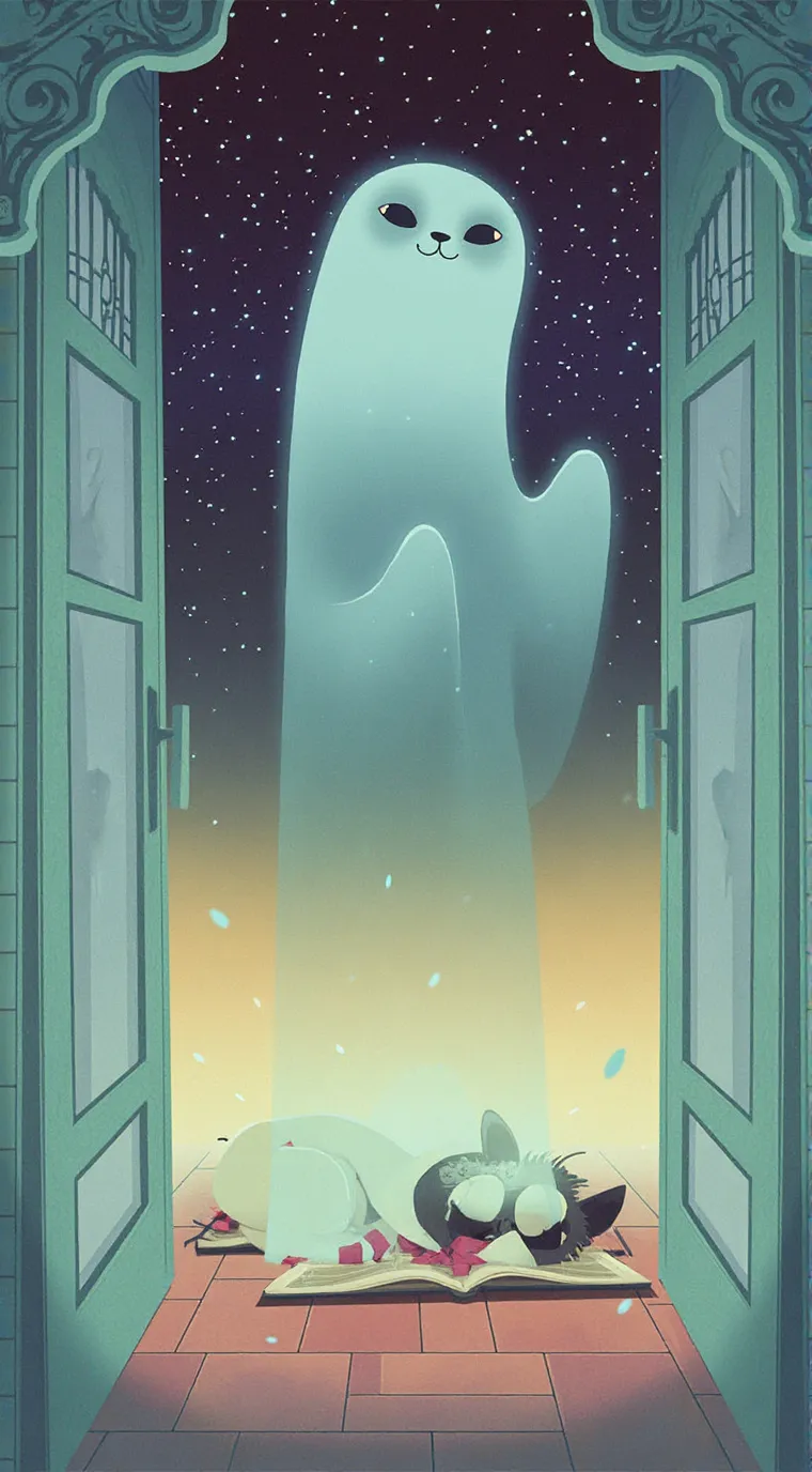 ai character: Cat ghost background