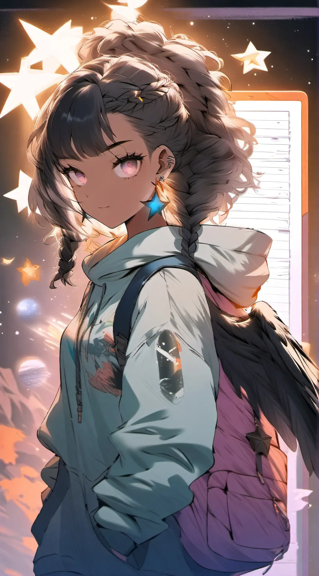 ai character: The fight💜❤️🤍 background
