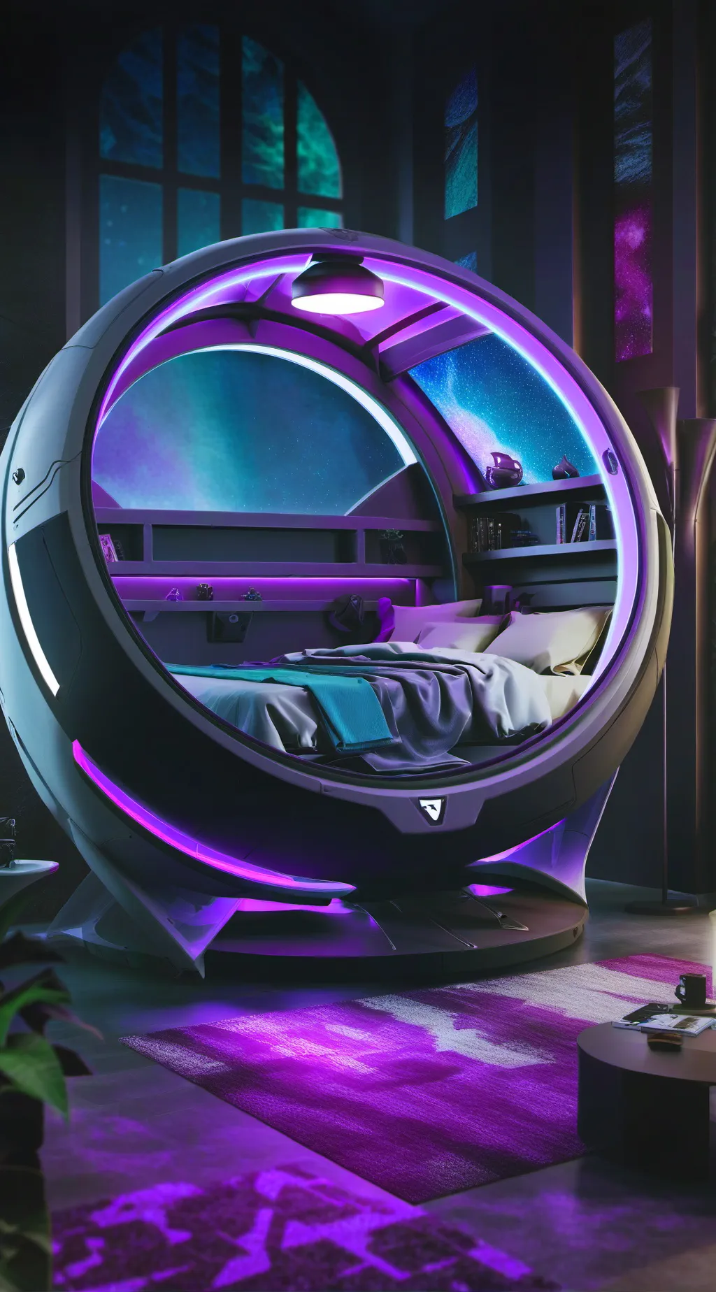 ai character: luxury sleepingpod background