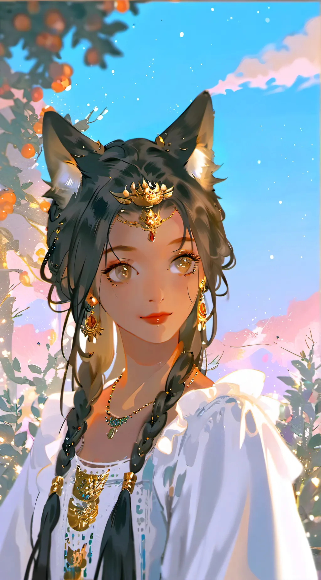 ai character: WhiskerWisp the Cat Spirit background