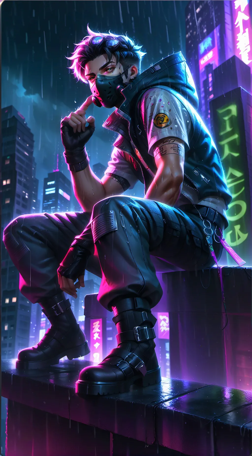 ai character: MHA neon ghost  background