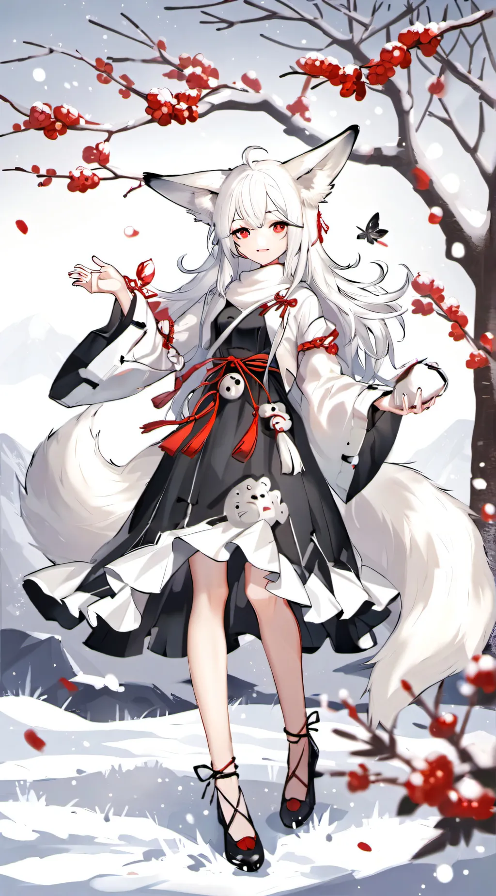 ai character: snow fox background