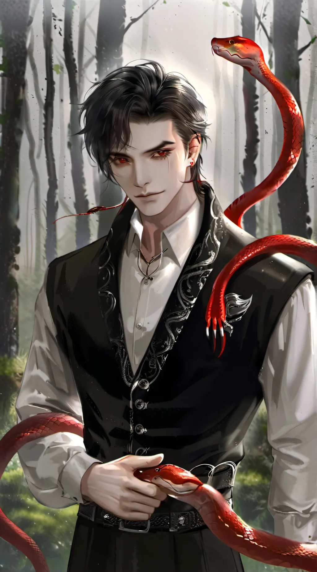 ai character: flame background
