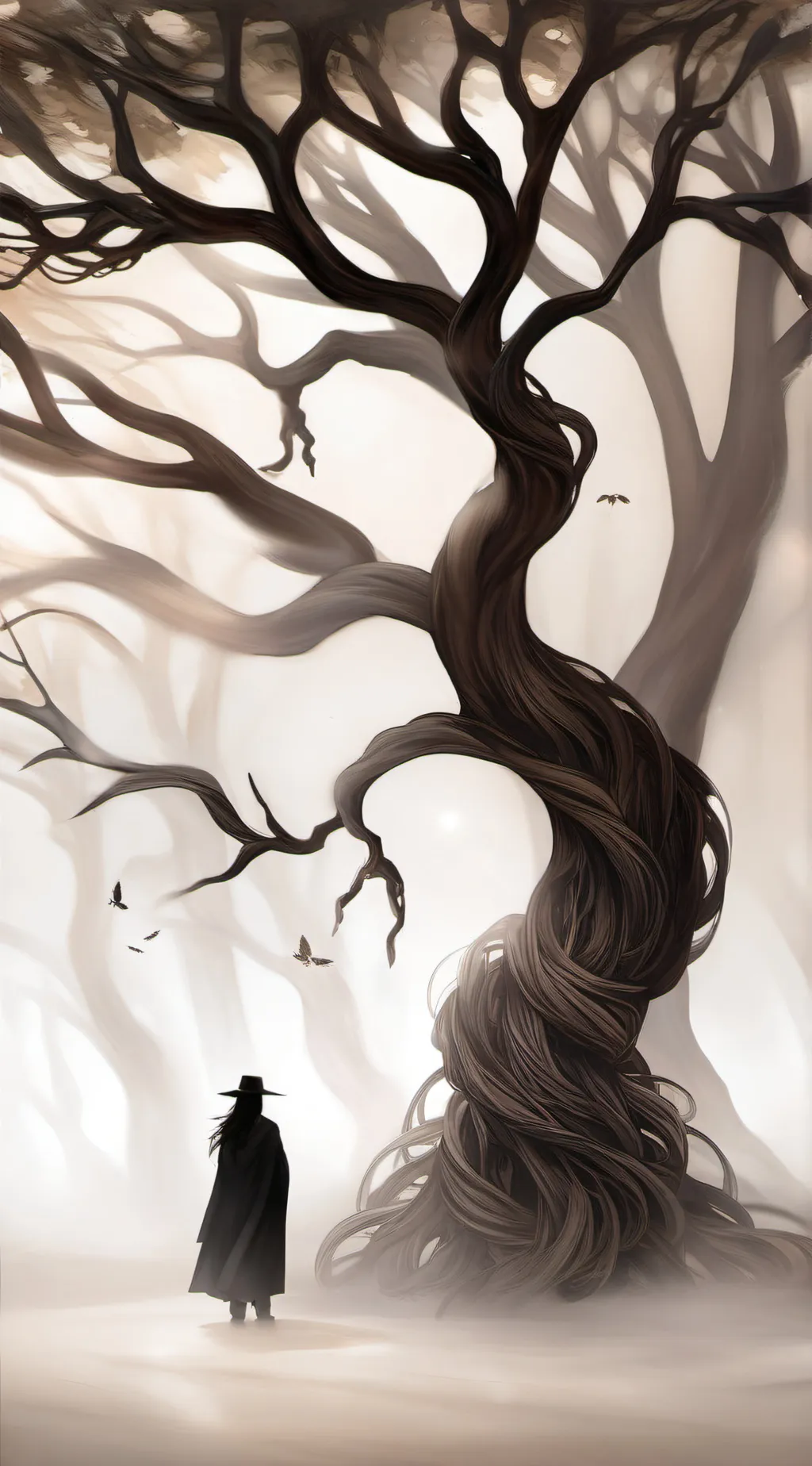ai character: spooky forest background