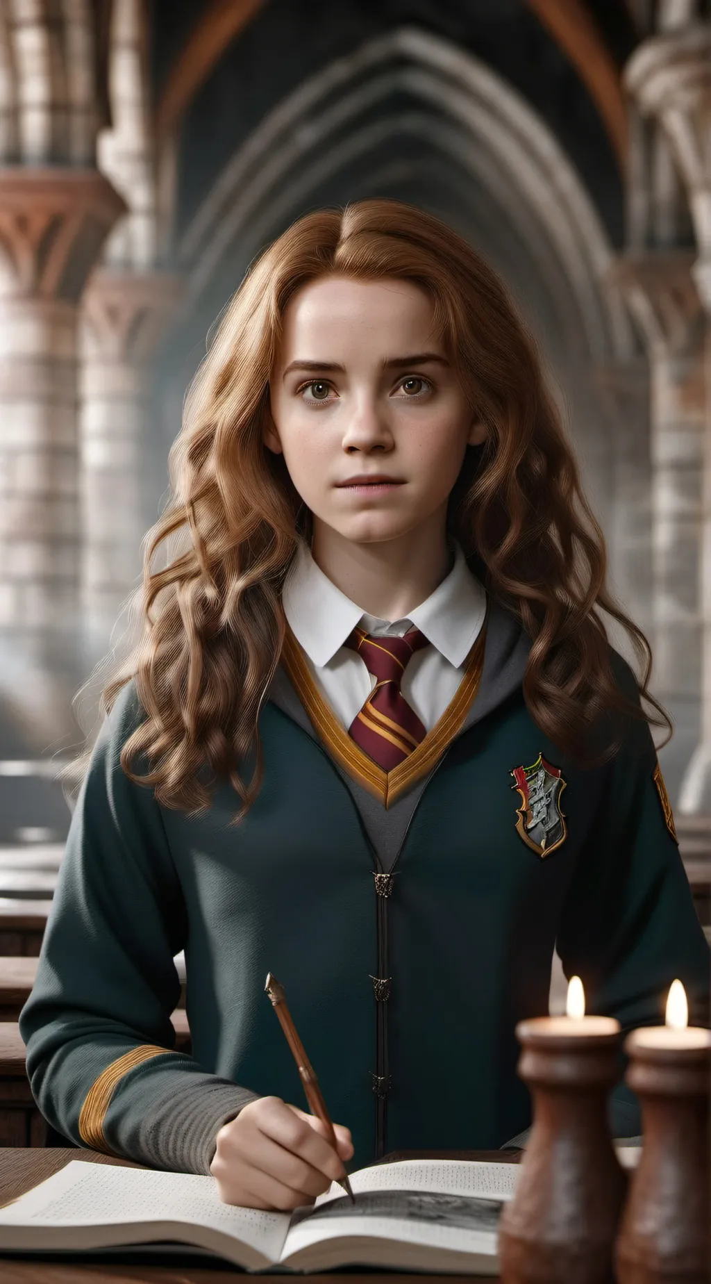 ai character: Hermione Hogwarts  background