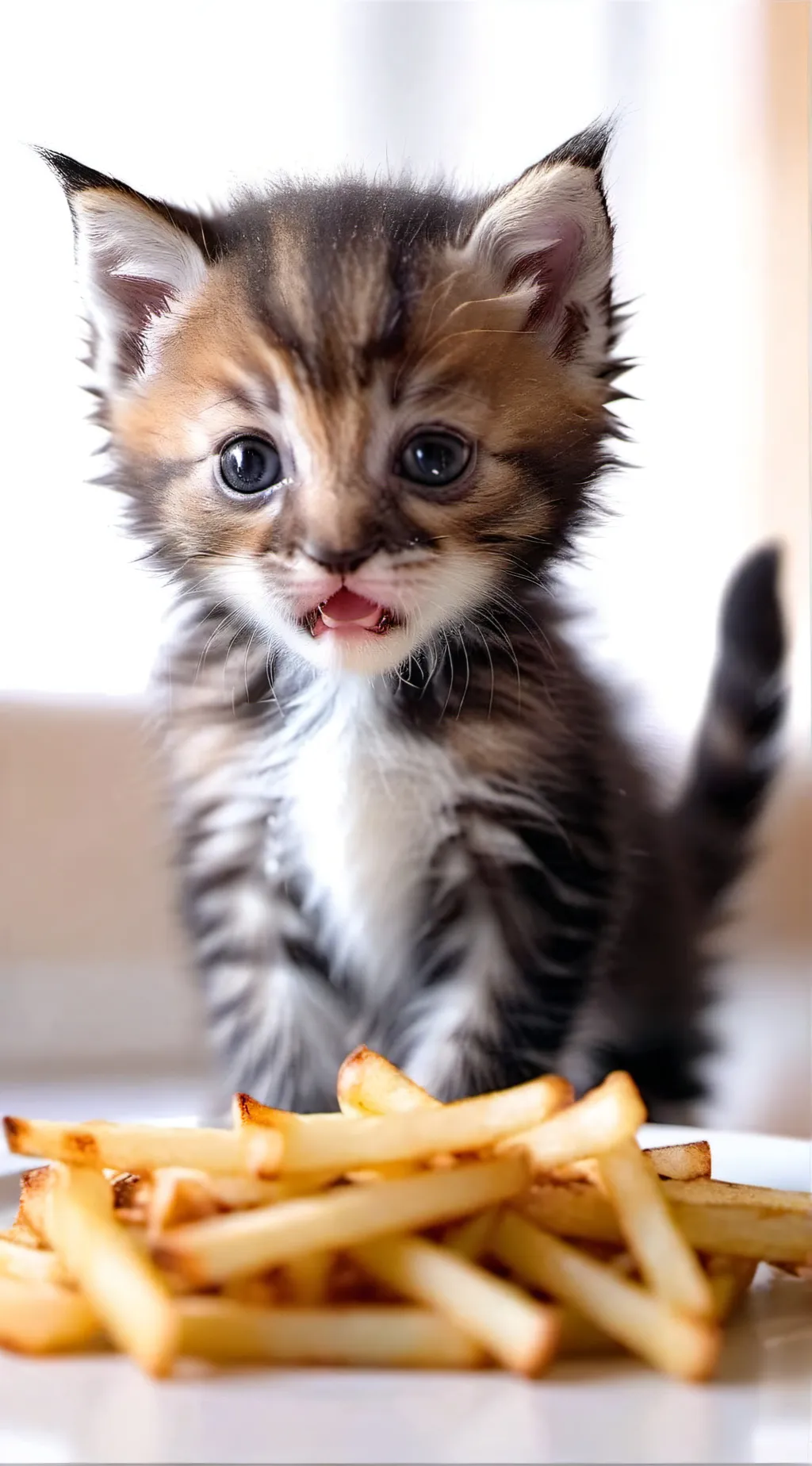 ai character: Hungry kitten background