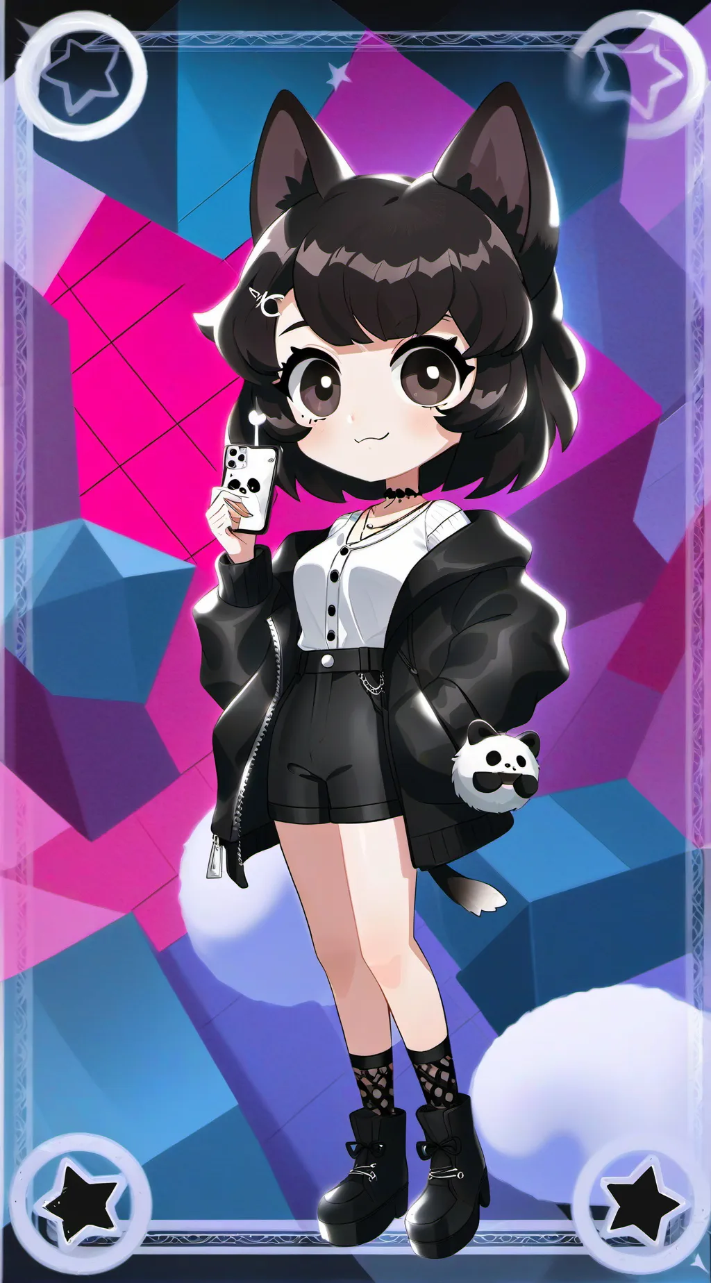 ai character: mimi the dog girl  background