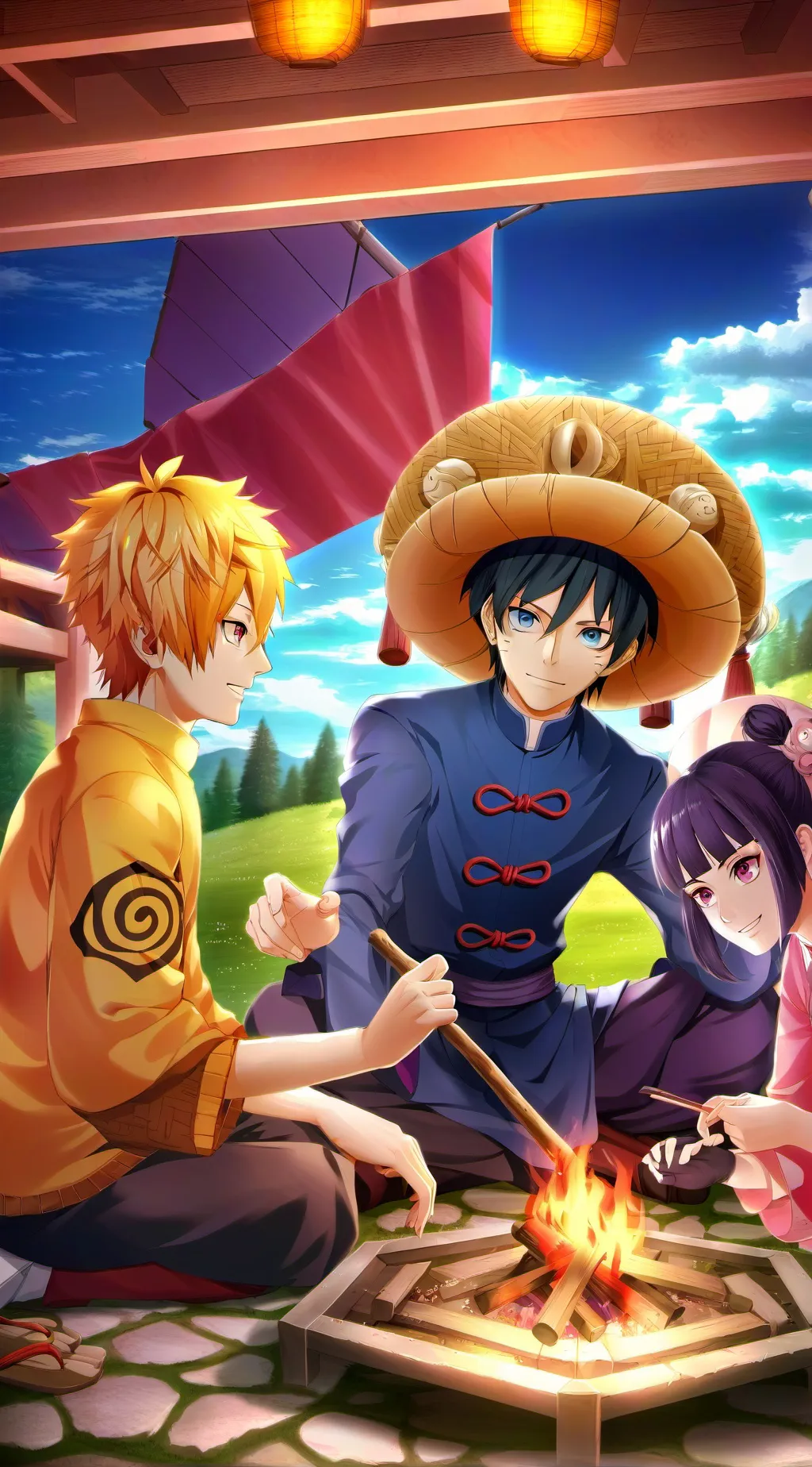 ai character: Anime party background
