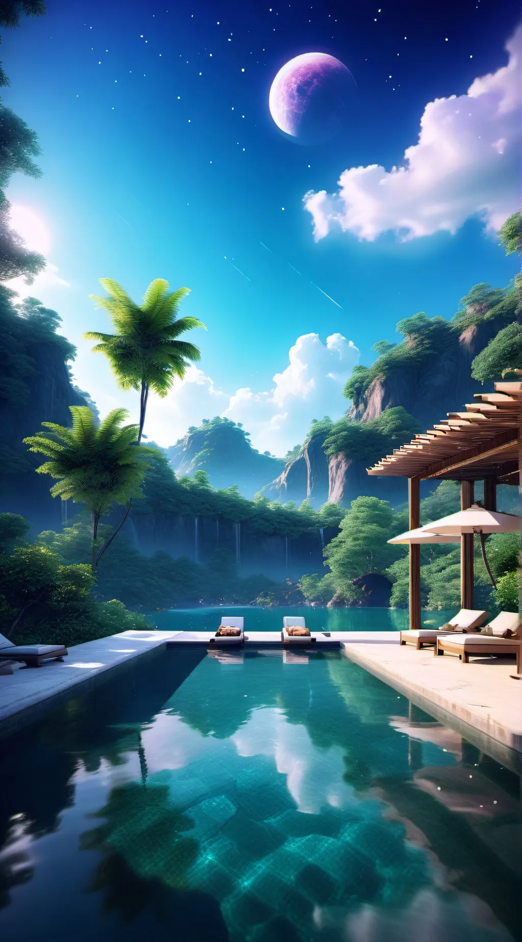 ai character: pool party background