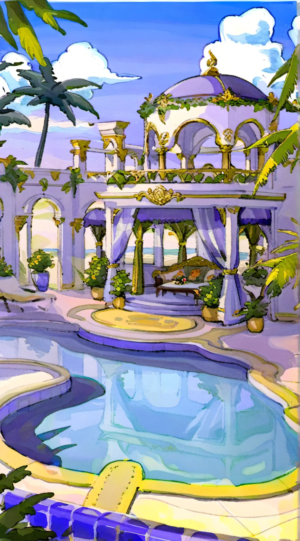 ai character: HH x HB pool day! background