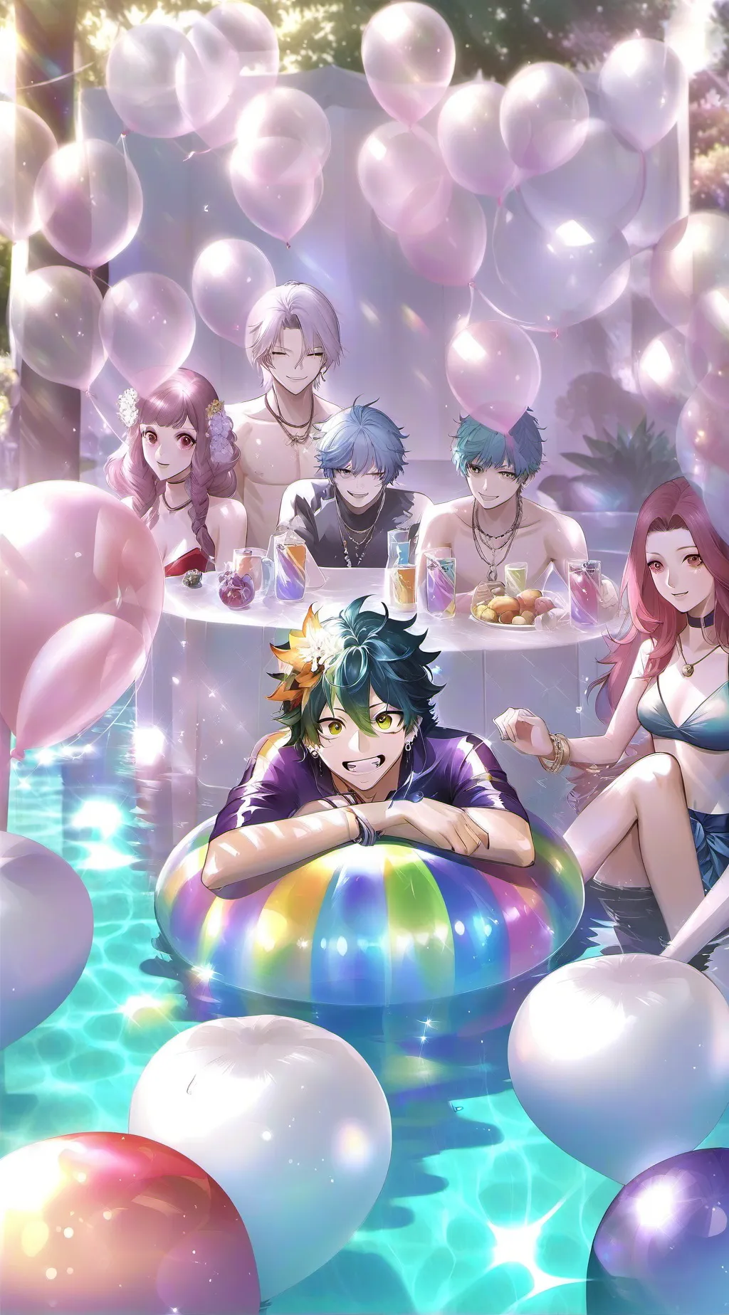 ai character: MHA Pool Party!!  background