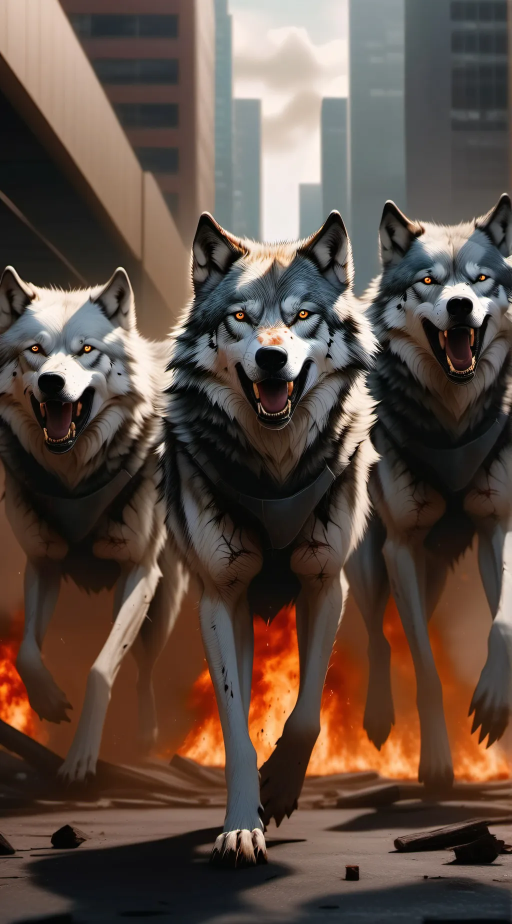ai character: wolfzom apocalypse background