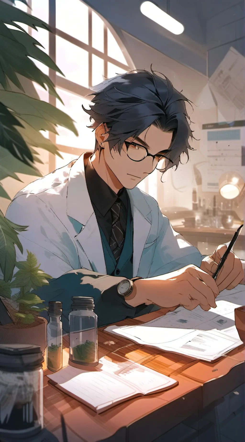 ai character: Science Experiment background