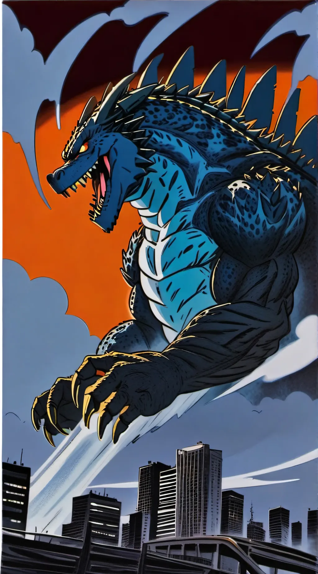 ai character: Godzilla 2085 background