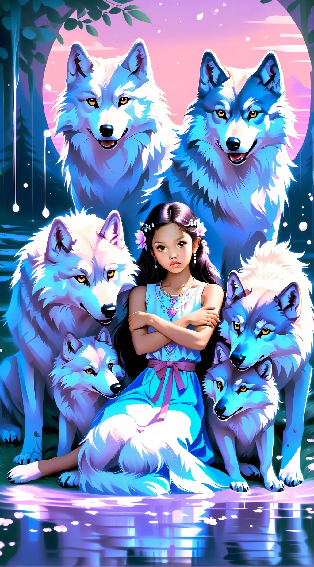 ai character: SummerWolf&Wolves background