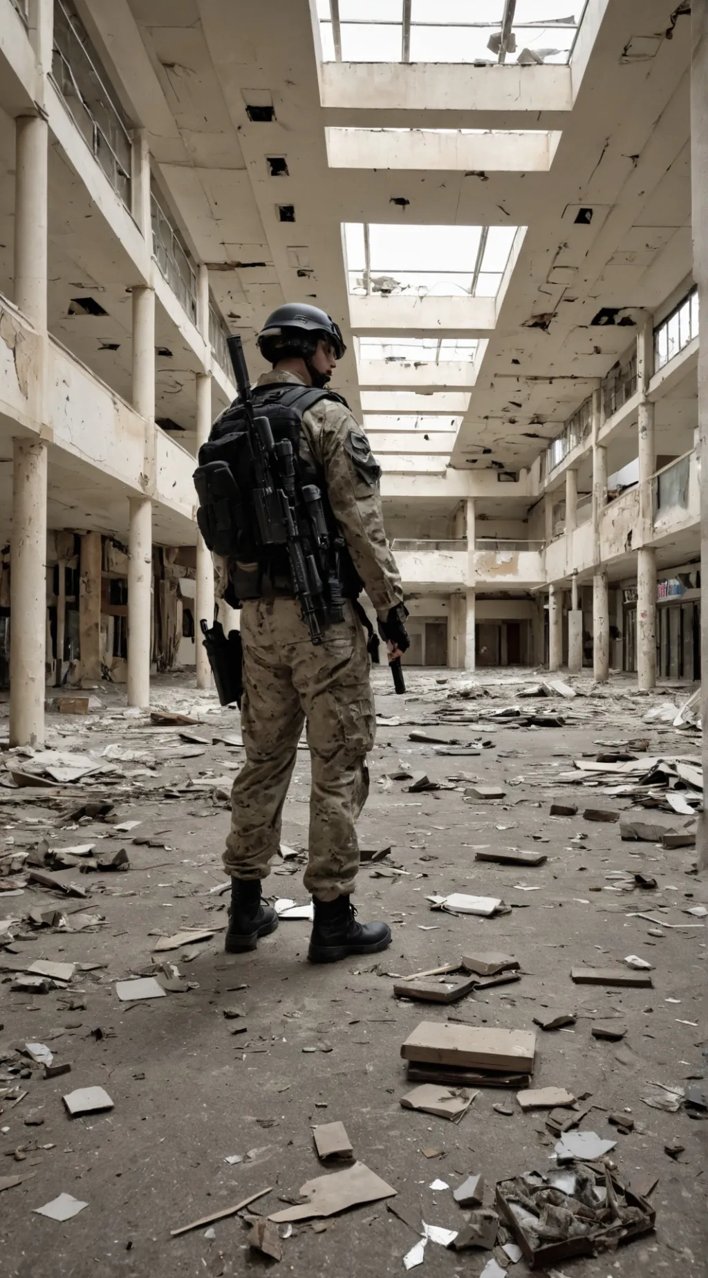 ai character: cod abandoned mall background