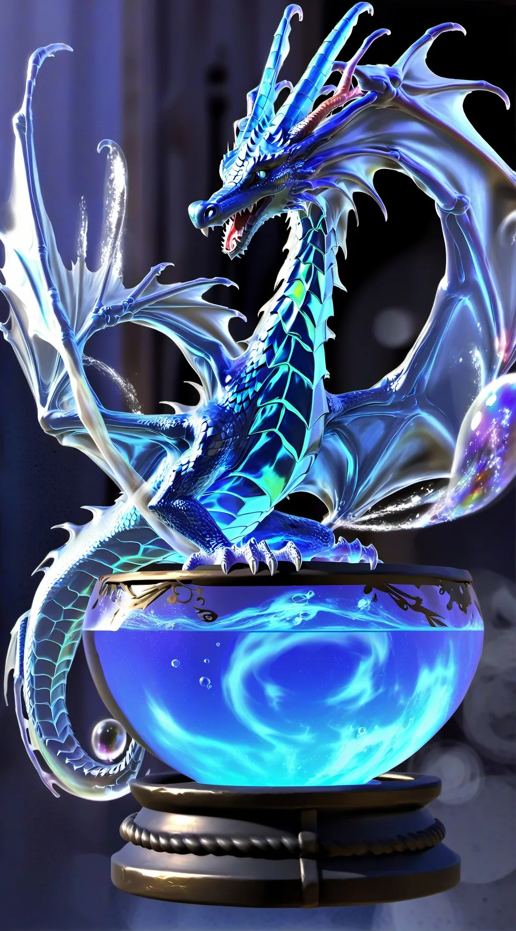 ai character: Bubble dragon background