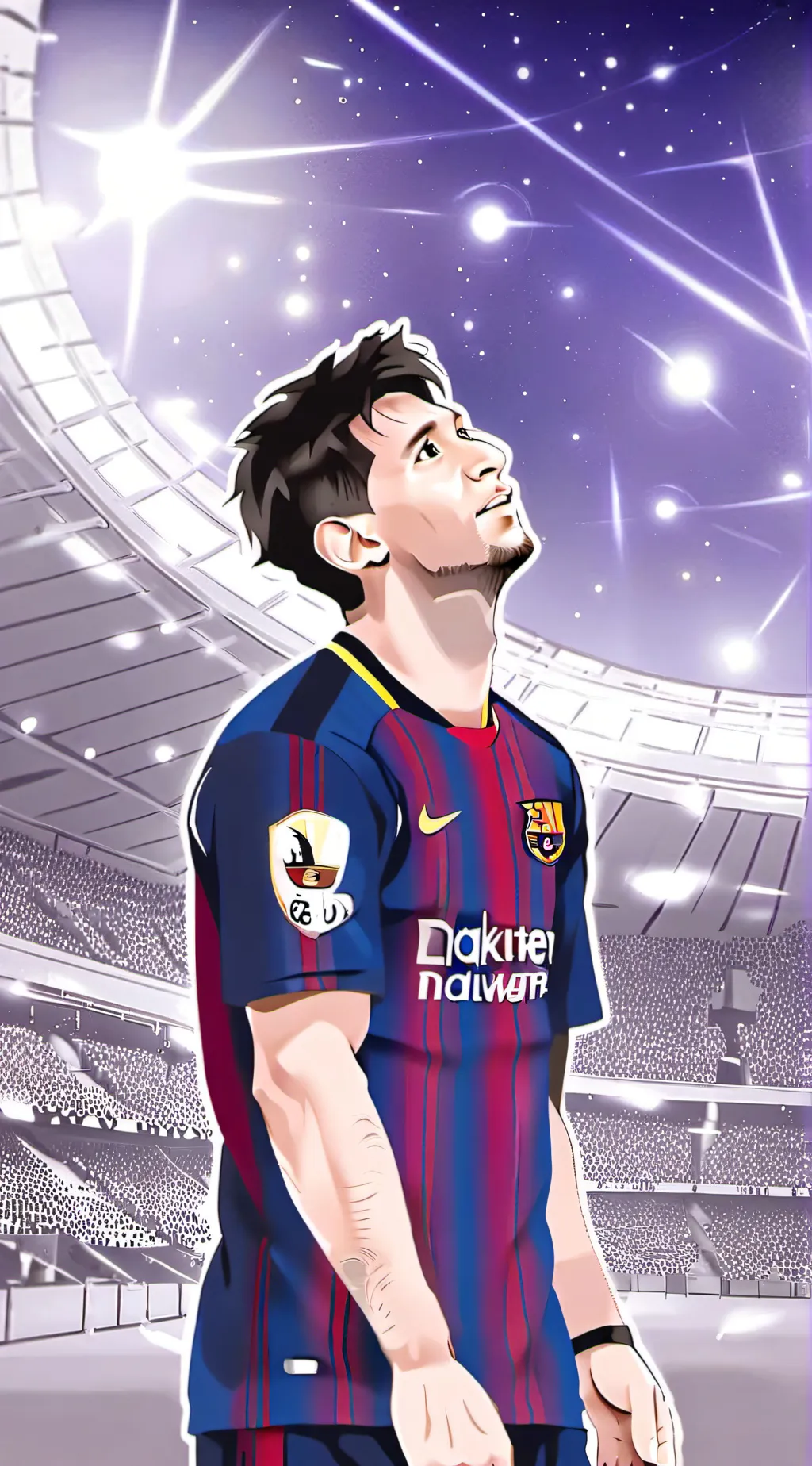 ai character: Messi lost cup background