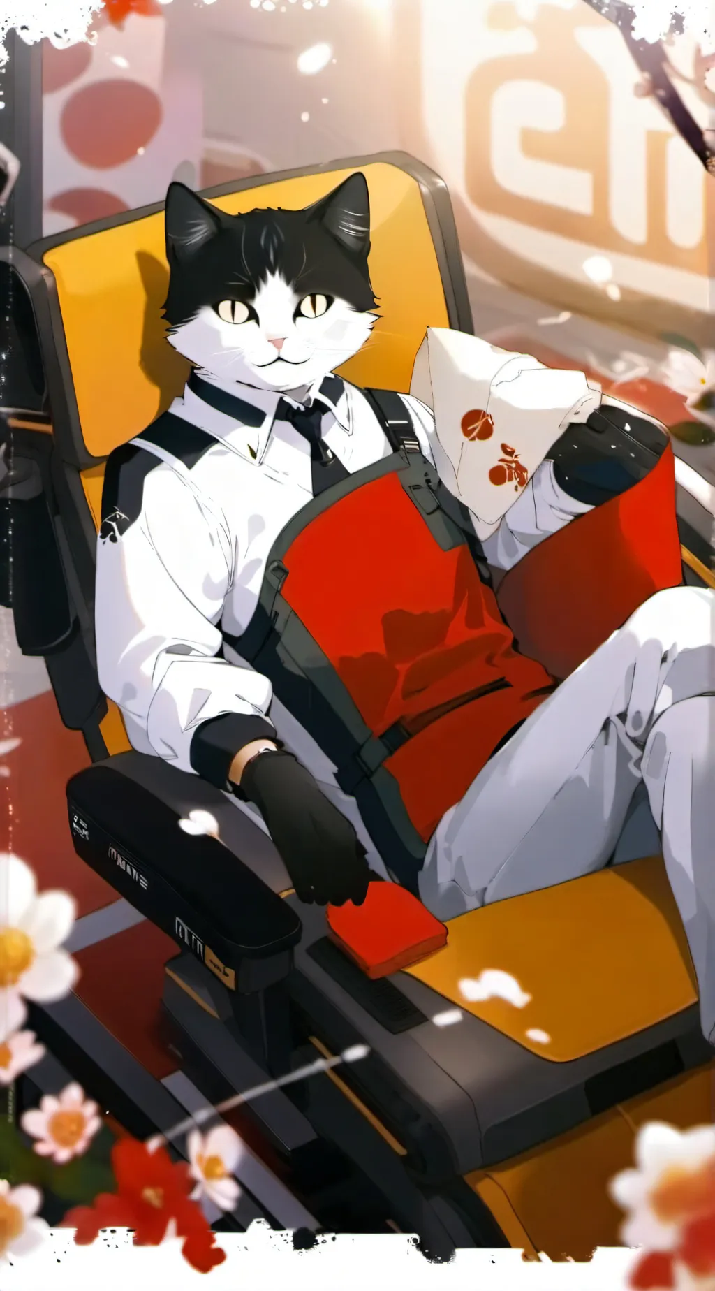 ai character: Mecha cat background