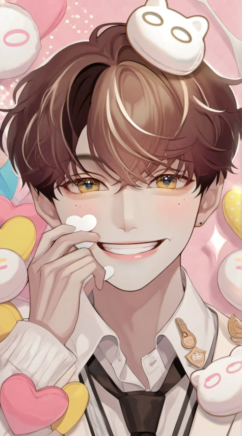ai character: Happy face  background