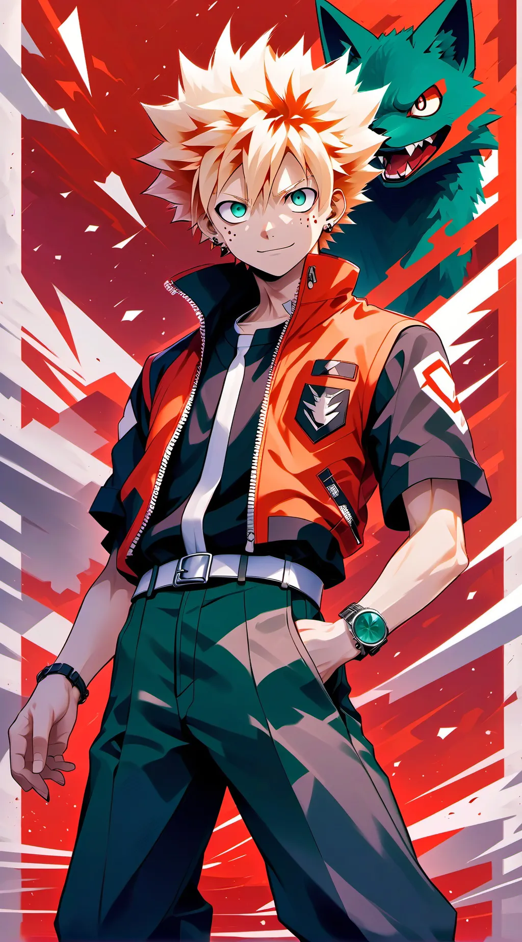ai character: Bakugo x Deku background