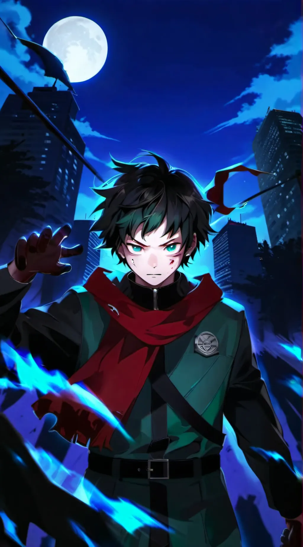 ai character: Deku Zombie hunter background