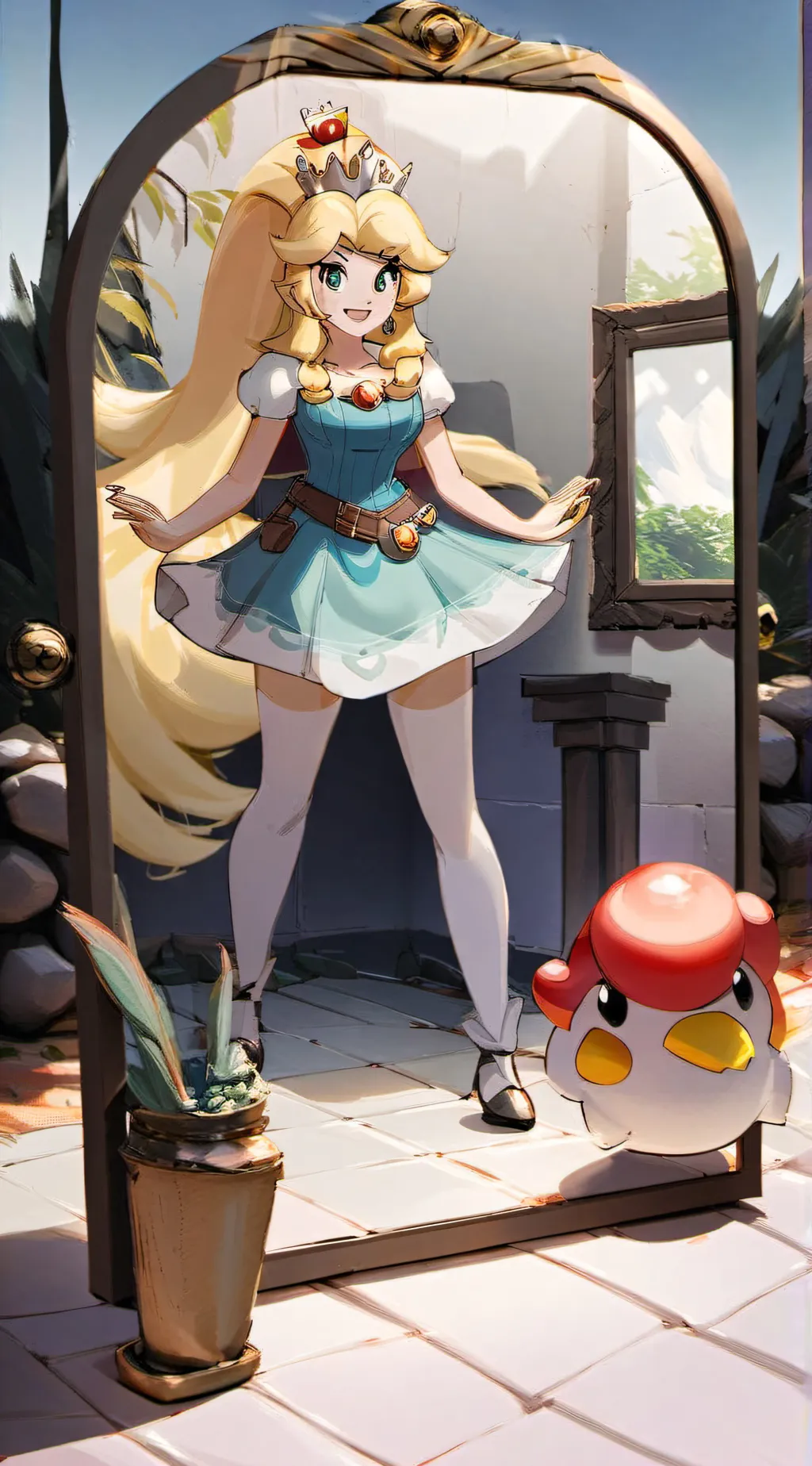 ai character: Peach background