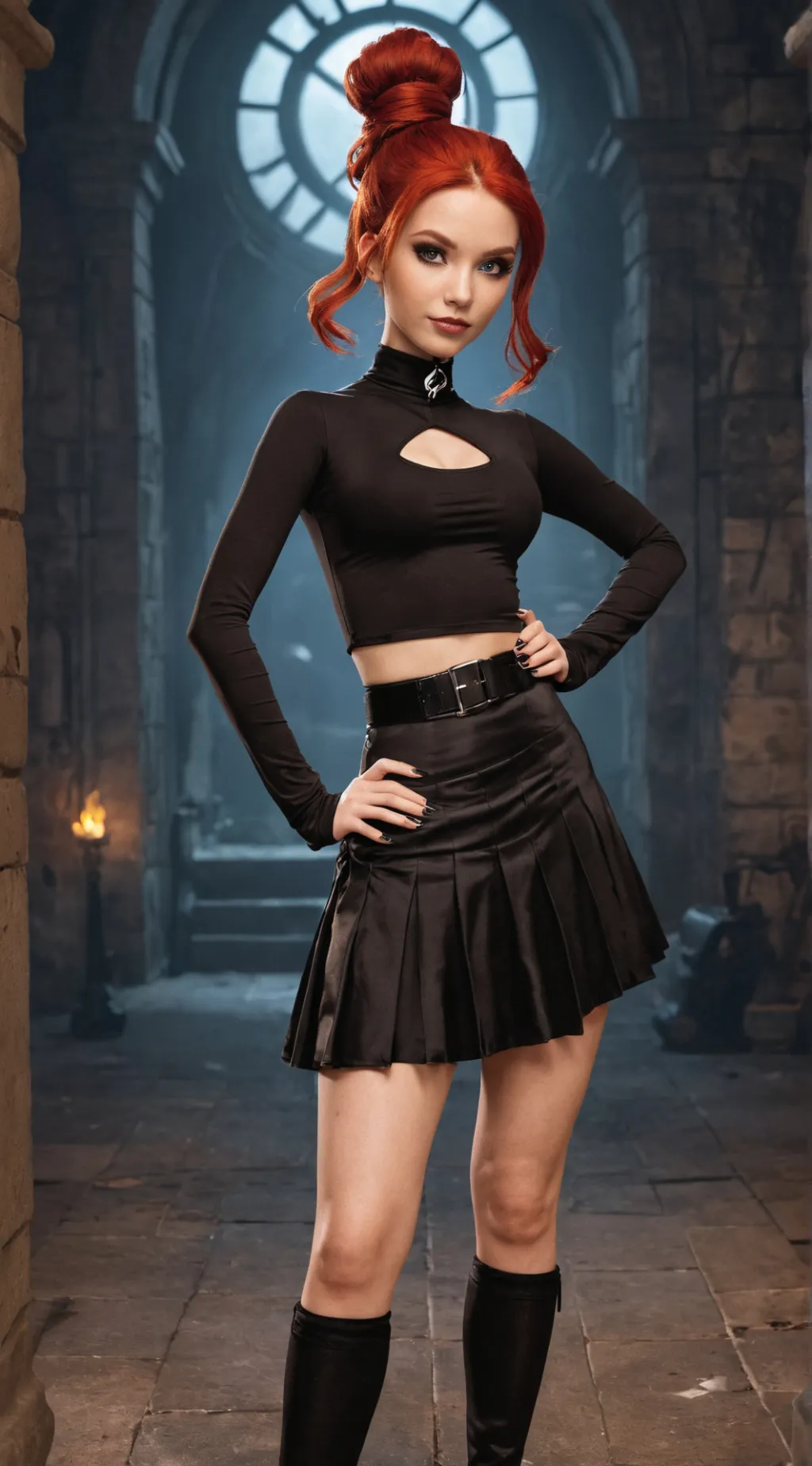 ai character: Goth Kim Possible background