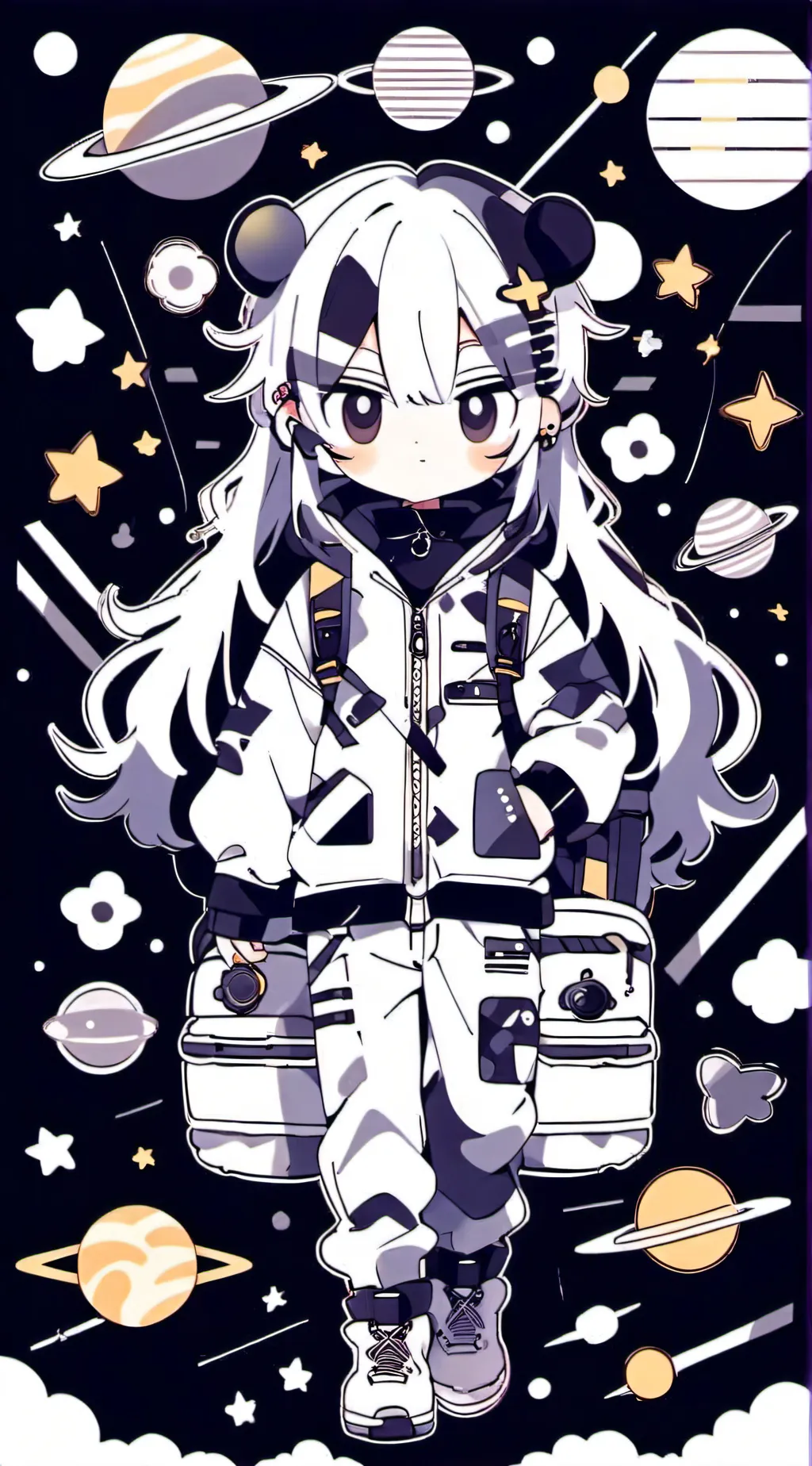 ai character: solar system  background