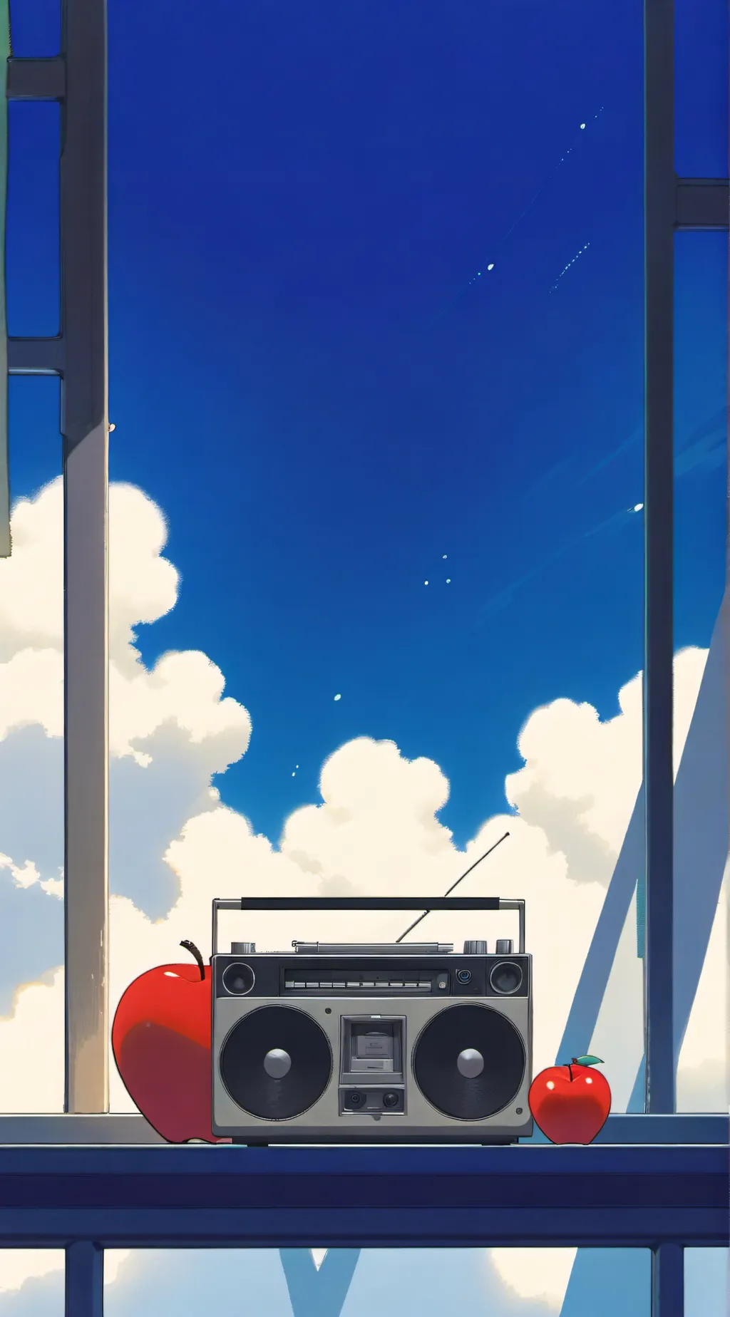ai character: RADIOAPPLE📻🍎 background