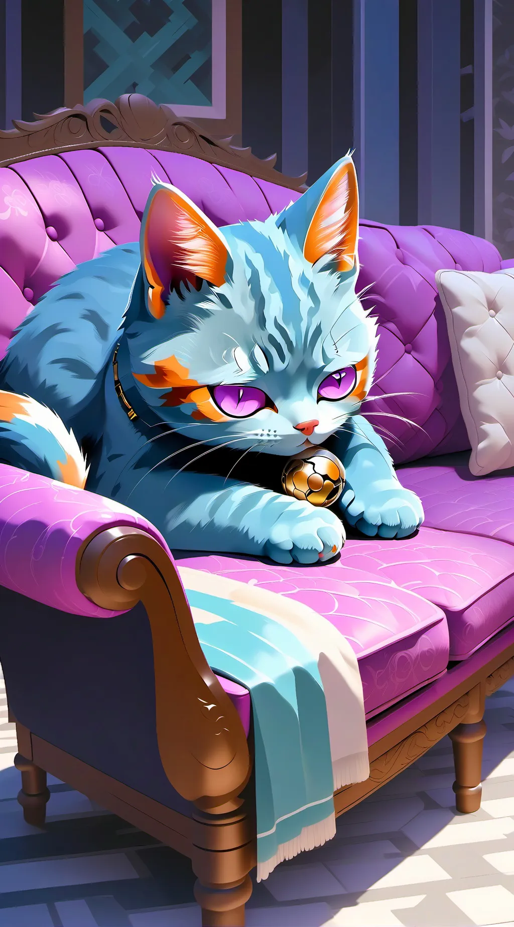ai character: sleeping cat  background