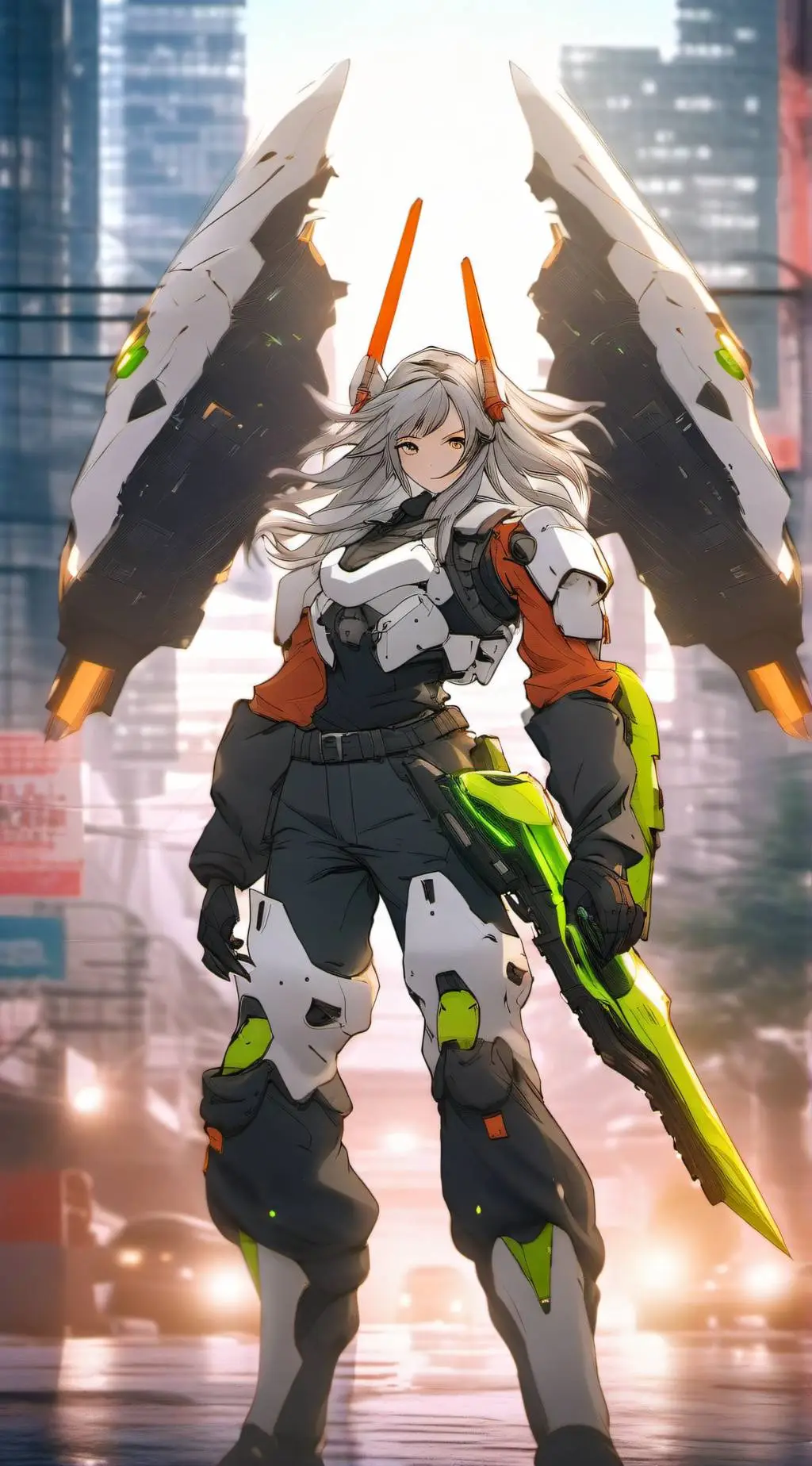 ai character: Afterimage Green background